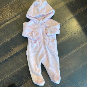 0-3 month starting out zipper onesie with hood